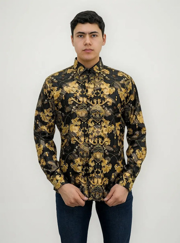 Camisa Estampada Vassari By Barabas 2vs158 Slim Manga Larga | Meses sin interés