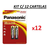 Pilha Panasonic Aa Pequena Alcalina Kit C/12 Cartelas- 24uni