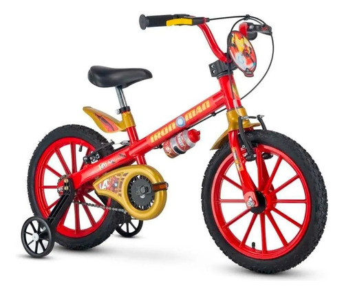 Bicicleta Nathor Homem De Ferro Infantil Aro 16 Vrm/amar