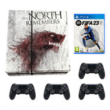Sony Playstation 4 (edição Game Of Thrones) + 1 Tb + 4 Controles( 1 Com Paddles E Grip Metal) + Fifa 2023