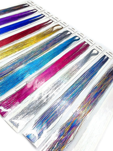 Pack 12 Extensiones Glitter Metálicas Colores Variados