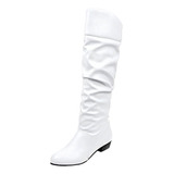 Botas De Cuero Blanco Mujer Otoño Invierno