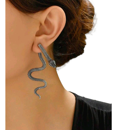 Aretes  Largos De Aro En Forma De Serpiente 