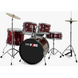 Bateria Acústica Ferragem Cromada Profire Bumbo 22 - Vinho