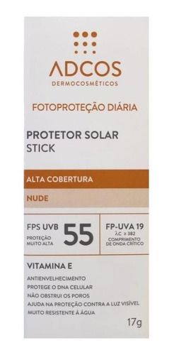 Filtro Solar Tonalizante Fps55 Base Stick Adcos Cor Nude