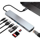 Adaptador Multipuerto Hub Tipo C 8 En 1 Hdmi Rj45 Usb Sd Td