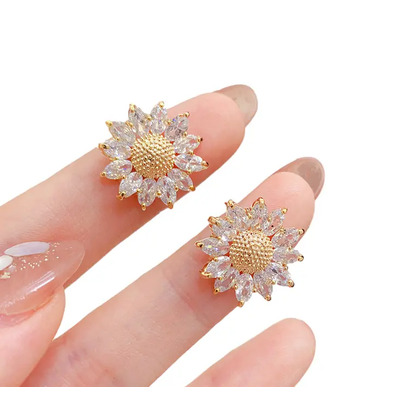 Aretes De Girasol Para Mujer broqueles Chapado En Oro De 18k con Zirconia Cúbica Para Mujeres Elegantes Regalo Para Dama En Color Dorado | MercadoLibre