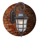 Aplique Pared Led Farol Colonial Minelli Vidrio Luz Exterior Color Negro