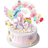 Decoración Para Tarta De Unicornio, 2 Esculturas