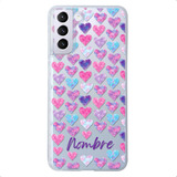 Funda Galaxy Uso Rudo Corazones Personalizada Tu Nombre