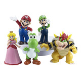 Set 5 Figuras Super Mario Bros Yoshi Bowser Peach Luigi 10cm