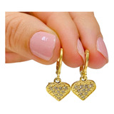 Aros Argolla Corazones Con Piedras Y Baño De Oro Ar 392-6