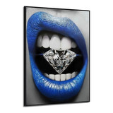 Quadro Boca Diamante Dente Batom Mdf 100x70 Lindo