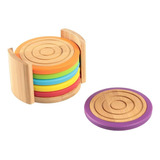 Set X 6 Porta Vasos En Bamboo Borde Silicona