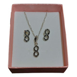 Bellisimo Set Infinitos, Plata 925 Cadena, Dije, Aretes