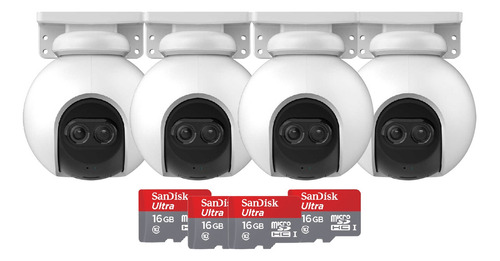 Kit X4 Camara Seguridad Wifi Exterior Ezviz +4 Memorias 16gb