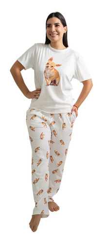Pijama Única Con Estampado De Chihuahua Pelo Corto Al Frente