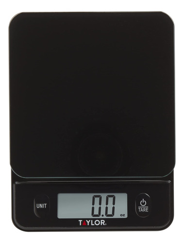 Bscula De Cocina Taylor Con Pantalla De Vidrio, 11 Lb, Negra