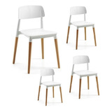 Pack 4 Sillas Diseño Escandinavo Novara Milan Base Madera Color De La Estructura De La Silla Blanco