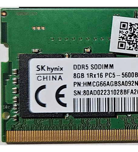 Kit Sodimm Ddr5 Hynix 16gb - 5600 Mhz (8gb X 2)