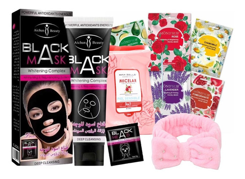 Pack Mascarilla Facial+ Desmaquillante+black Mask+ Cintillo