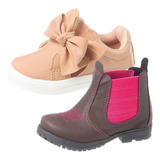 Kit 2 Coturno Bota Tenis Sapato Country Infantil Feminina