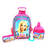Kit Mochila Escolar Barbie Brilho Aventura Rodinhas Tam G S1
