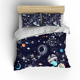 Shompe Galaxy Space Juegos De Cama Para Niños Tamaño Queen, 