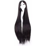 ¡ Peluca Lisa 100cm Negro Extra Larga Kanekalon Cosplay !!