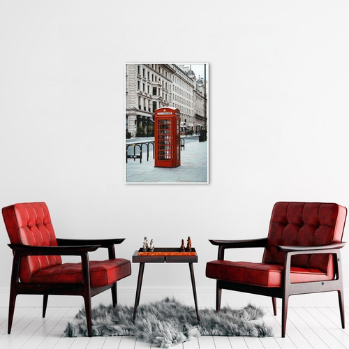 Quadro Cabine Telefônica Londres 60x43 Filete Branco