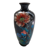 B. Antigo - Vaso Em Cloisonne Oriental Decorado Com Flores