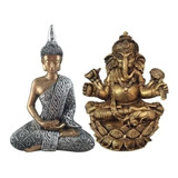 Buda Hindu Tailandês + Deus Ganesha Estatua Resina Decoracao