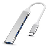 Hub Usb 3.0 De 4 Puertos Con Otg Tipo C- Metalico