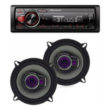 Kit Som Rádio Bt Usb Aux Pioneer + Par De Falante 5  100wrms