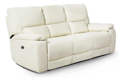 Rosen Sofá Reclinable Poch Cuero 3 Cuerpos Blanco