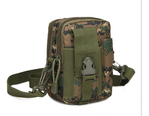 Pouch Estuche Molle Edc Cinturón Riñonera Porta Celular Color Cudrille Verde