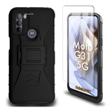 Funda Protector P/ Moto G31, Uso Rudo Con Clip + Mica