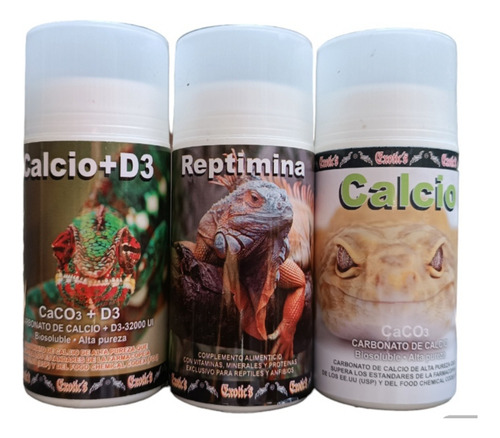 Kit Reptimina Calcio Y Calcio+d3 Para Reptiles Y Anfibios