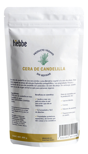  Cera De Candelilla Mexicana Vegana En Trozo Cosmética Hidratante Y Protectora 500 G