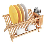 Escurridor De Platos De Bambú - Organizador Cocina - Secapl