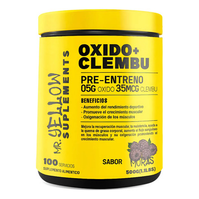 Mr Yellow Oxido Nitrico + Clembu 500g 100 Servs Pre Entreno Moras | Meses sin interés