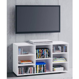 Mesa De Tv  Mueble Moderno Rack Led Con Ruedas Color Blanco 