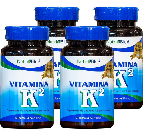 Kit 4 X Vitamina K2 Mk 7 Menaquinona 60 Cápsulas (1 Cap Dia)