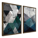 Quadros Decorativos Sala Quarto Abstrato Geometrico Azul
