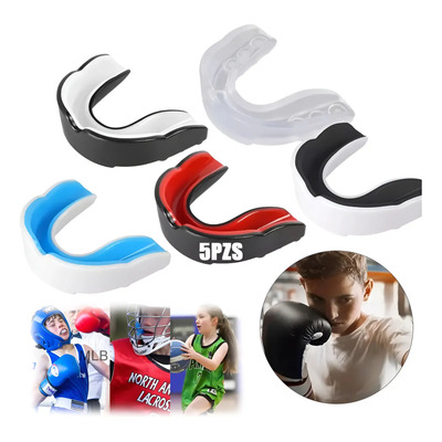 5pz Protector Bucal Boxeo Taekwondo Y Deportivos Para Niños Rojo+blanco+azul+verde+transparente