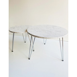 Set Mesa Arrime Ratona X2 Mdf Carrara | Hairpin Cromadas