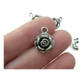 Dije Rosa Flor 3d Metal Bijou  Pulsera Souvenir Aros 1.4cm