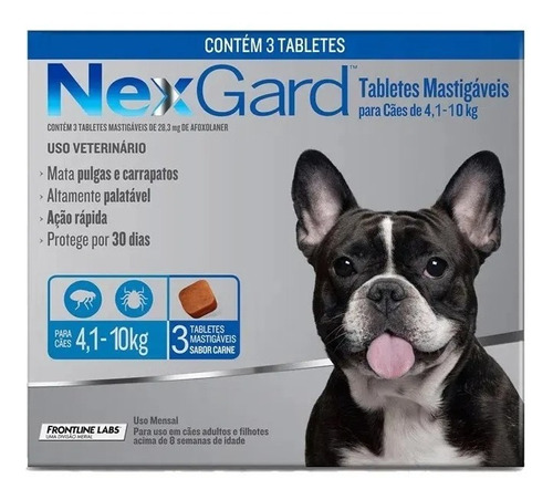 Nexgard 4,1-10kg Com 3. Antipulgas/carrapatos. Ganhe Brinde