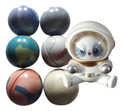 Máquina Pegar Ursinhos- Kit  1 Boneco Ted Space + 6 Planetas