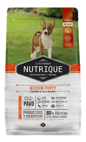 Alimento Nutrique Medium Puppy Para Perro Cachorro De Raza Mediana Sabor Pavo En Bolsa De 3 kg
